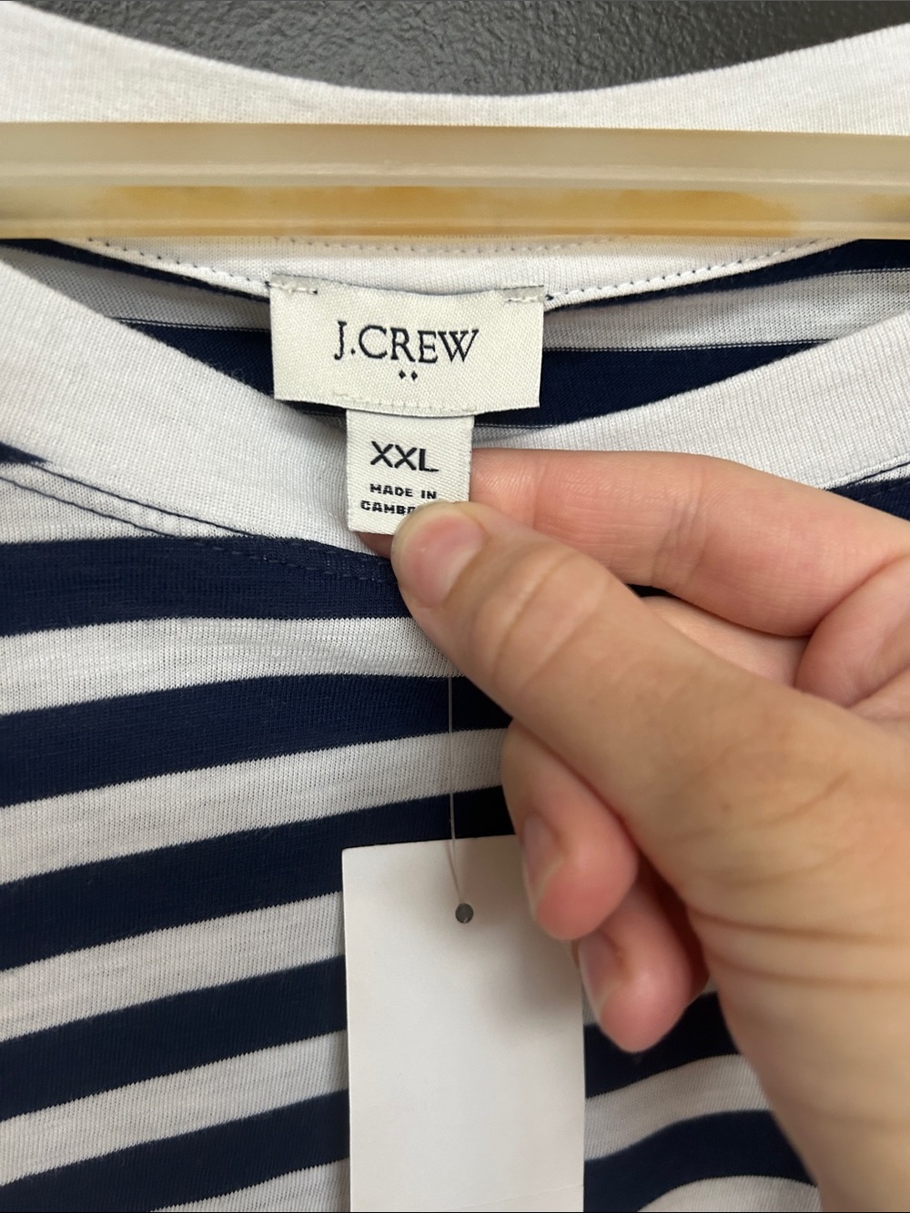 NWT J. Crew Navy and White Striped Long-Sleeve Tee - Picture 3 of 8